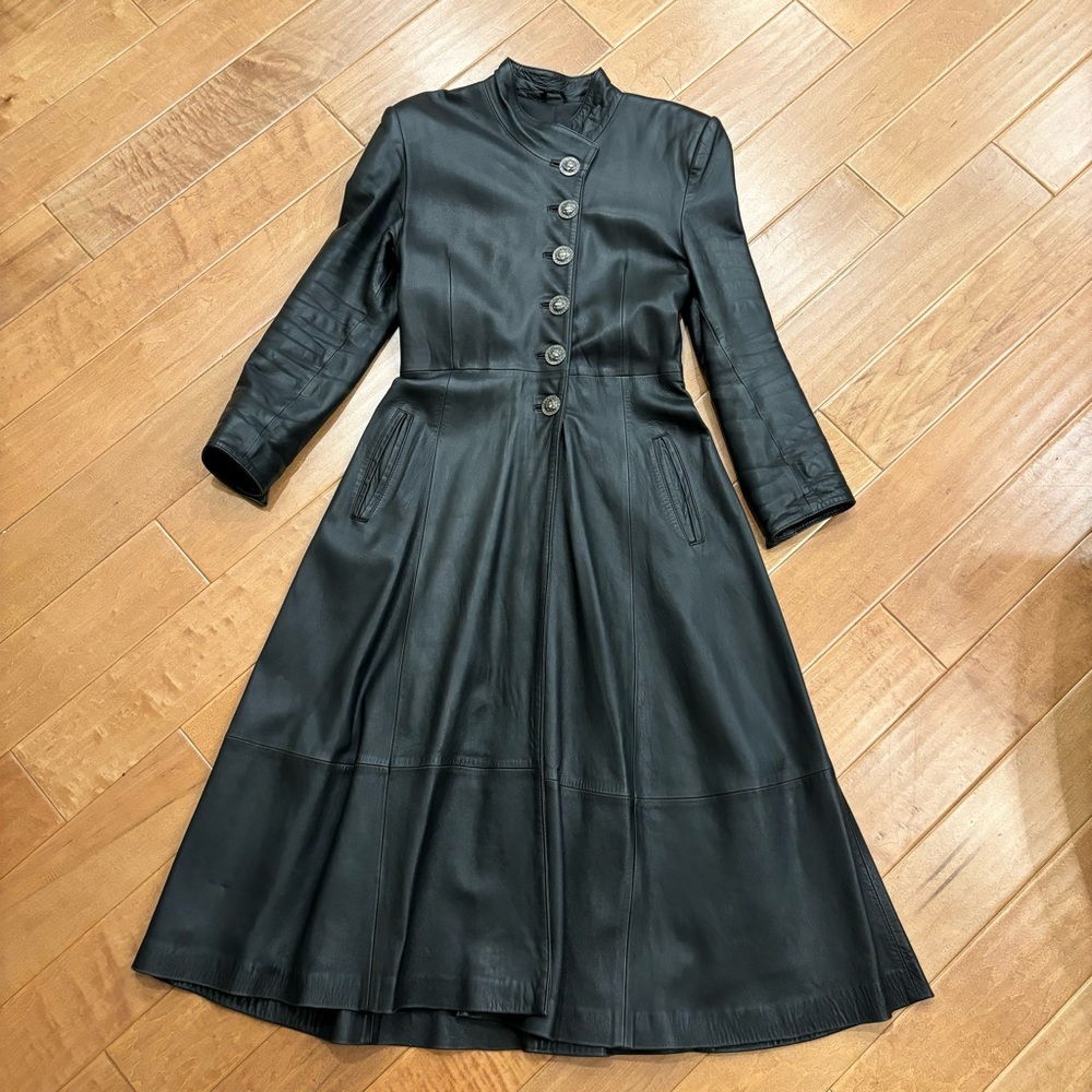 Linea Pelle Oryan Long Leather Coat * Vintage * Size Small